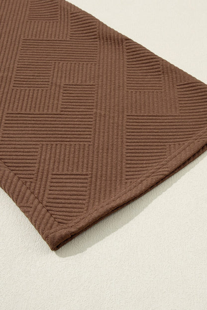 Colorblock Ribbed Textured Tee and Wide Leg Pants Set