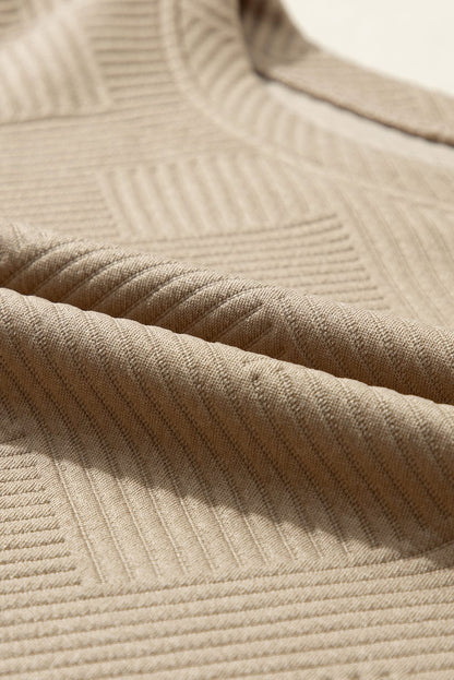 Colorblock Ribbed Textured Tee and Wide Leg Pants Set