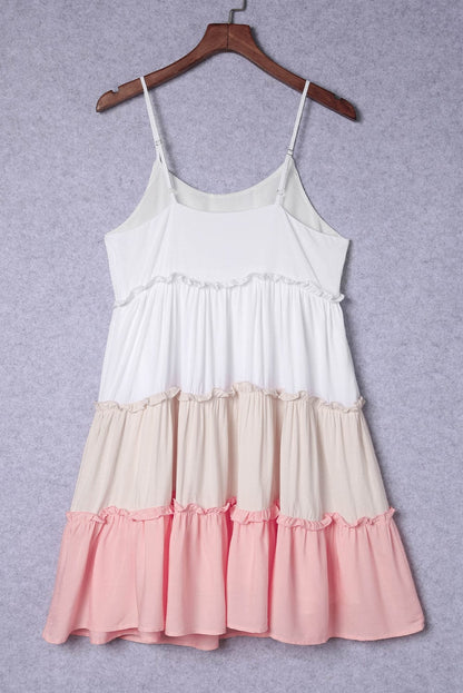 Colorblock Tiered Ruffle A-line Mini Sundress