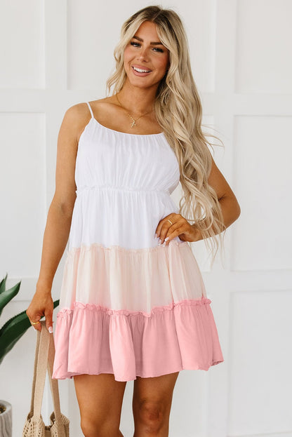 Colorblock Tiered Ruffle A-line Mini Sundress