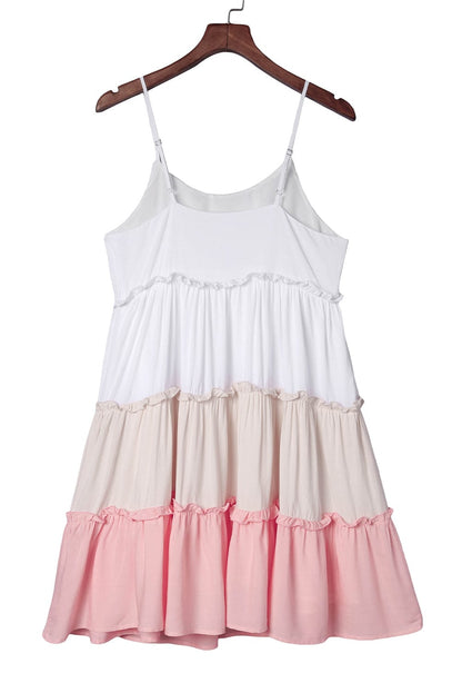 Colorblock Tiered Ruffle A-line Mini Sundress