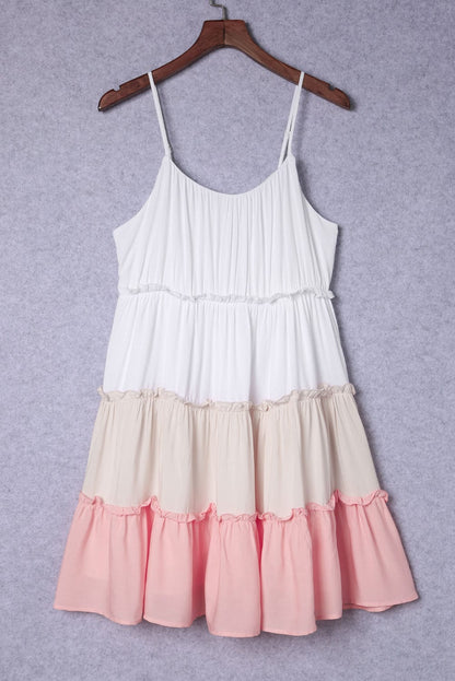 Colorblock Tiered Ruffle A-line Mini Sundress