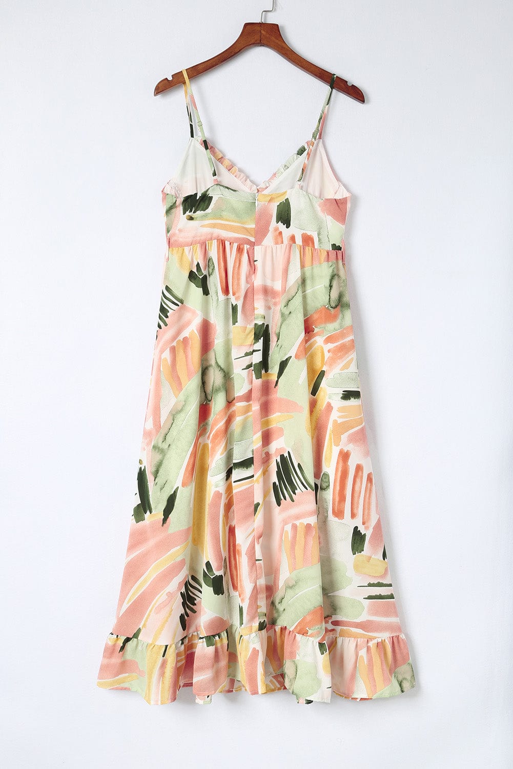 Colorful Graffiti Print Boho Maxi Dress with Spaghetti Straps