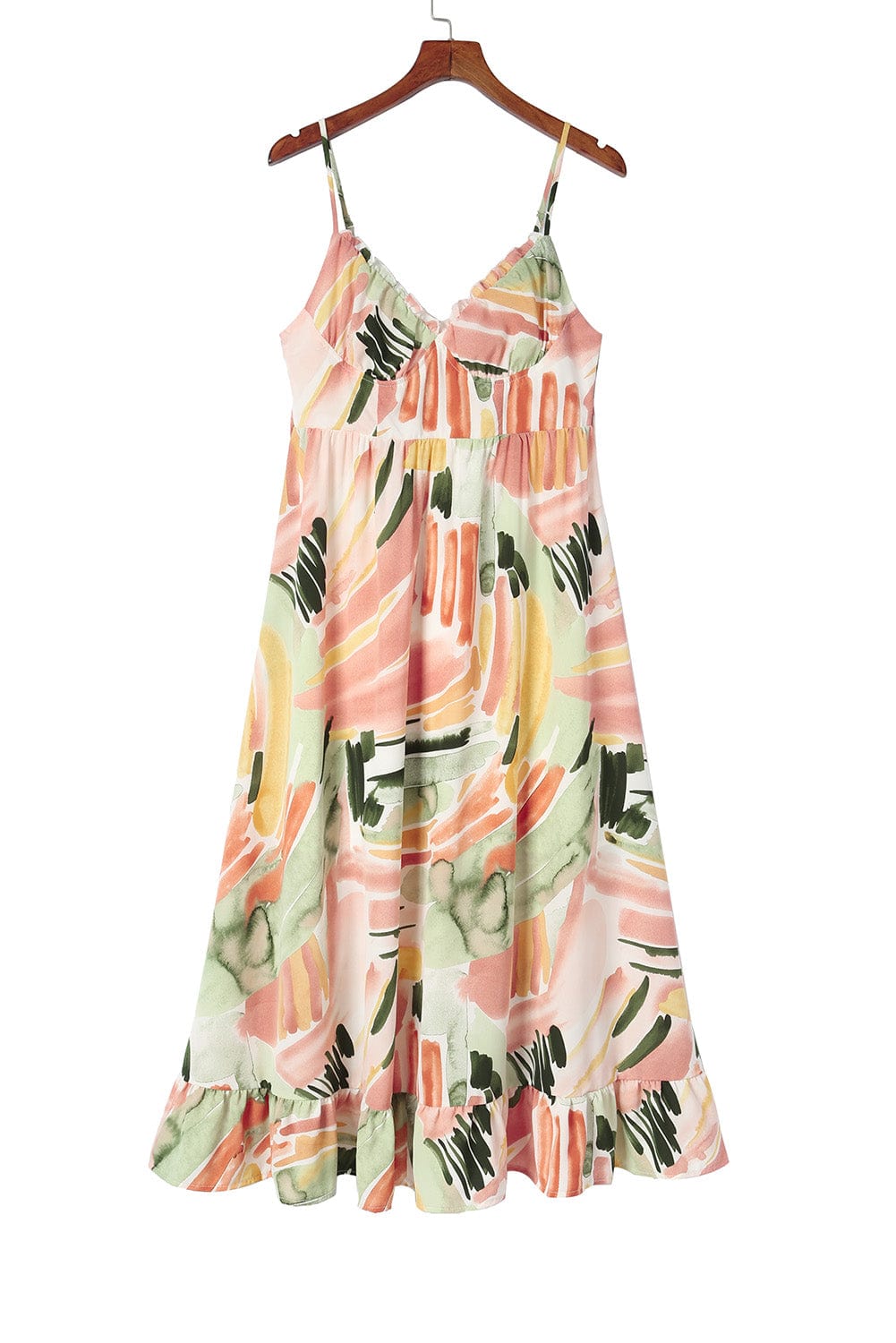 Colorful Graffiti Print Boho Maxi Dress with Spaghetti Straps
