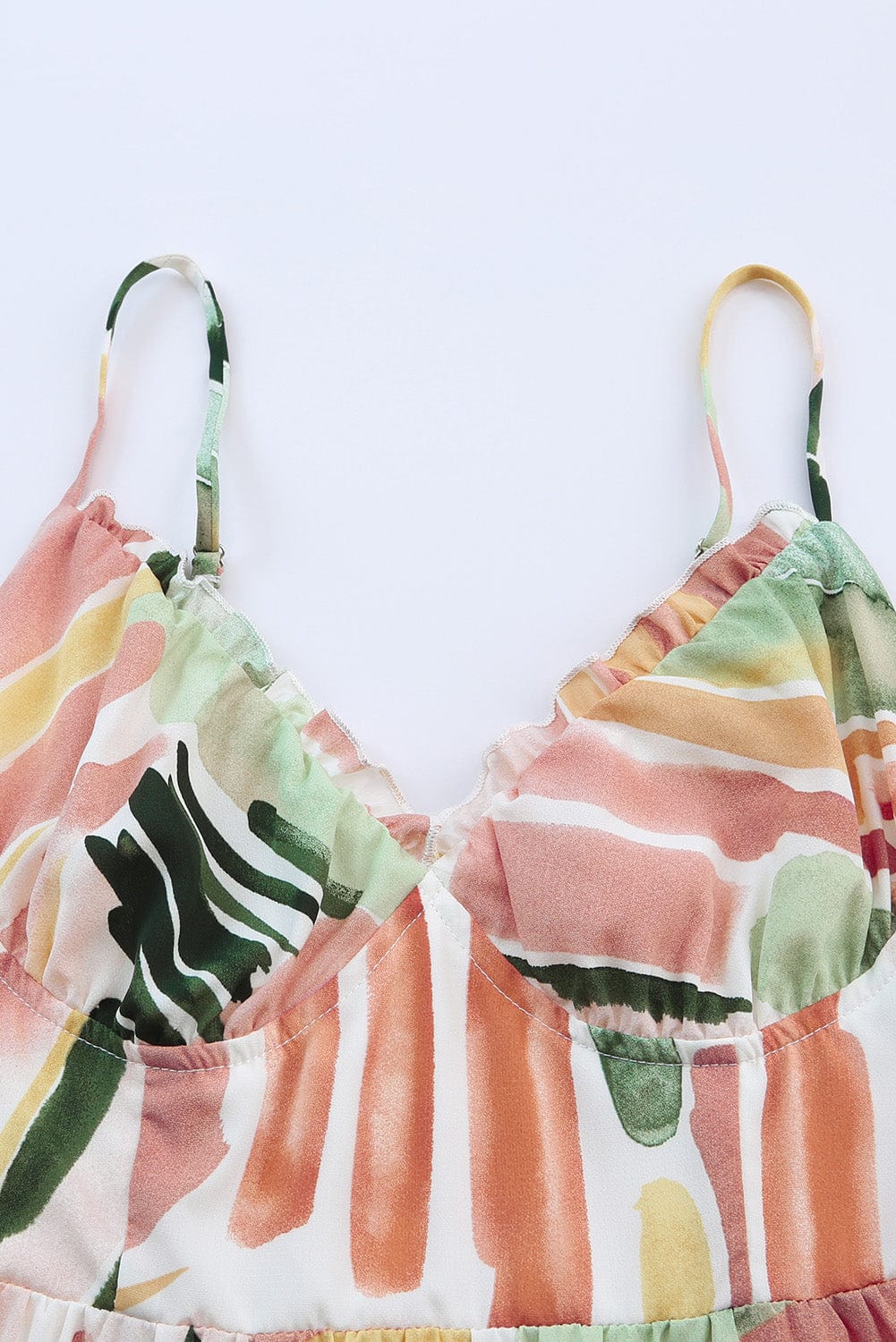 Colorful Graffiti Print Boho Maxi Dress with Spaghetti Straps