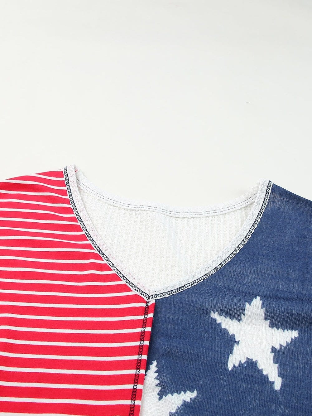 Colorful Striped Stars Print Short Sleeve Knit Top