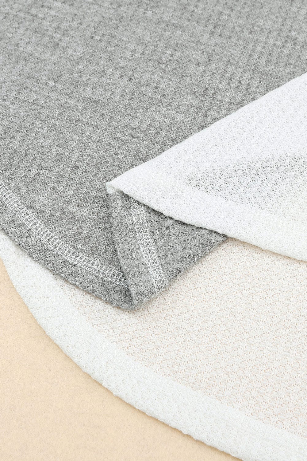 Colorful V-Neck Patchwork Oversized Waffle Knit Top