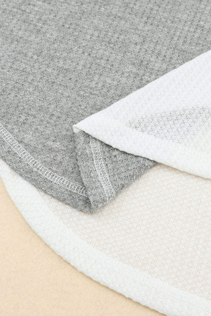 Colorful V-Neck Patchwork Oversized Waffle Knit Top