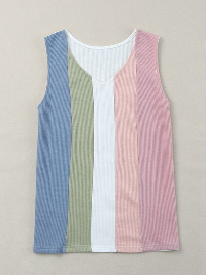 Colorful Vibe Sleeveless Waffle Knit Tank