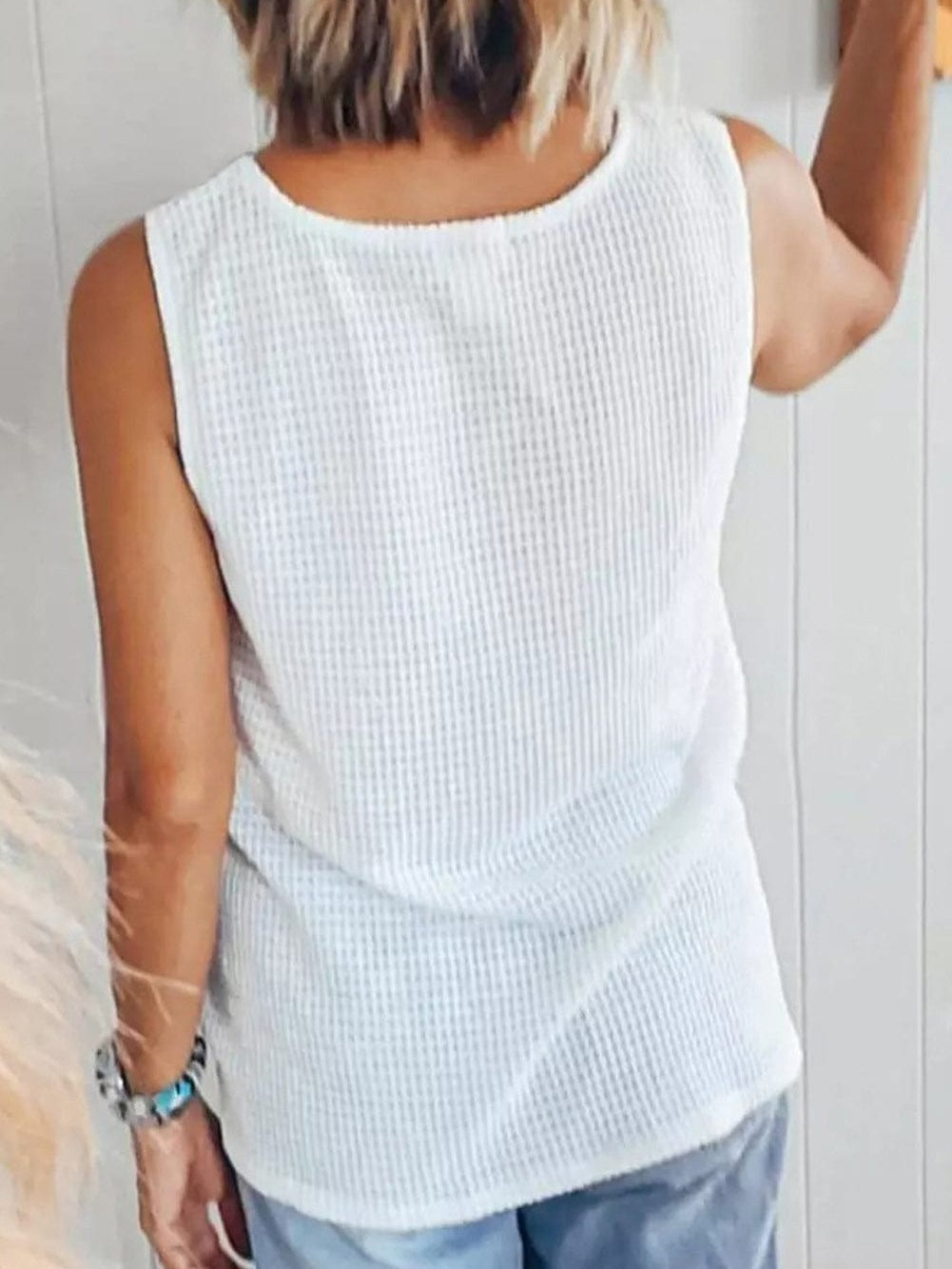 Colorful Vibe Sleeveless Waffle Knit Tank