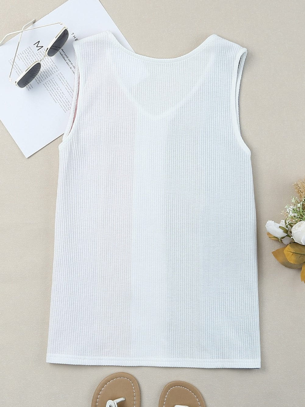 Colorful Vibe Sleeveless Waffle Knit Tank