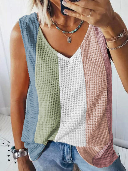 Colorful Vibe Sleeveless Waffle Knit Tank