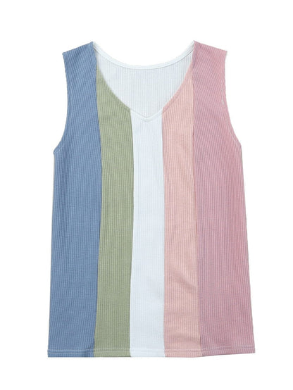 Colorful Vibe Sleeveless Waffle Knit Tank