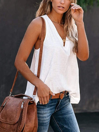 Comfort Sleeveless V-Neck Tank Top in Solid Colors
