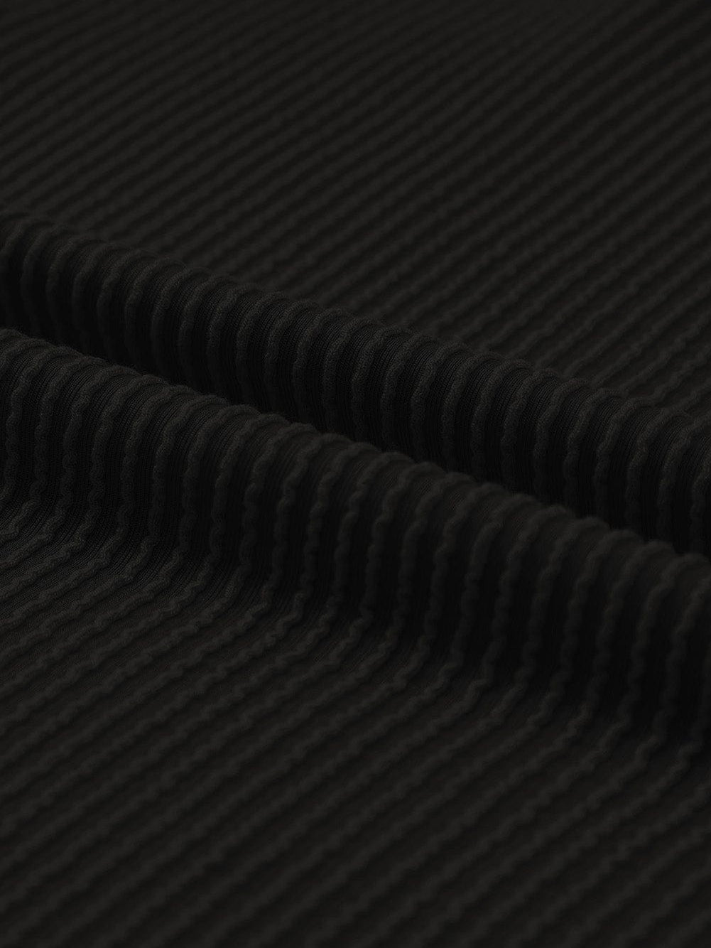 Corded Black V Neck Loose T-shirt with Chest Pocket