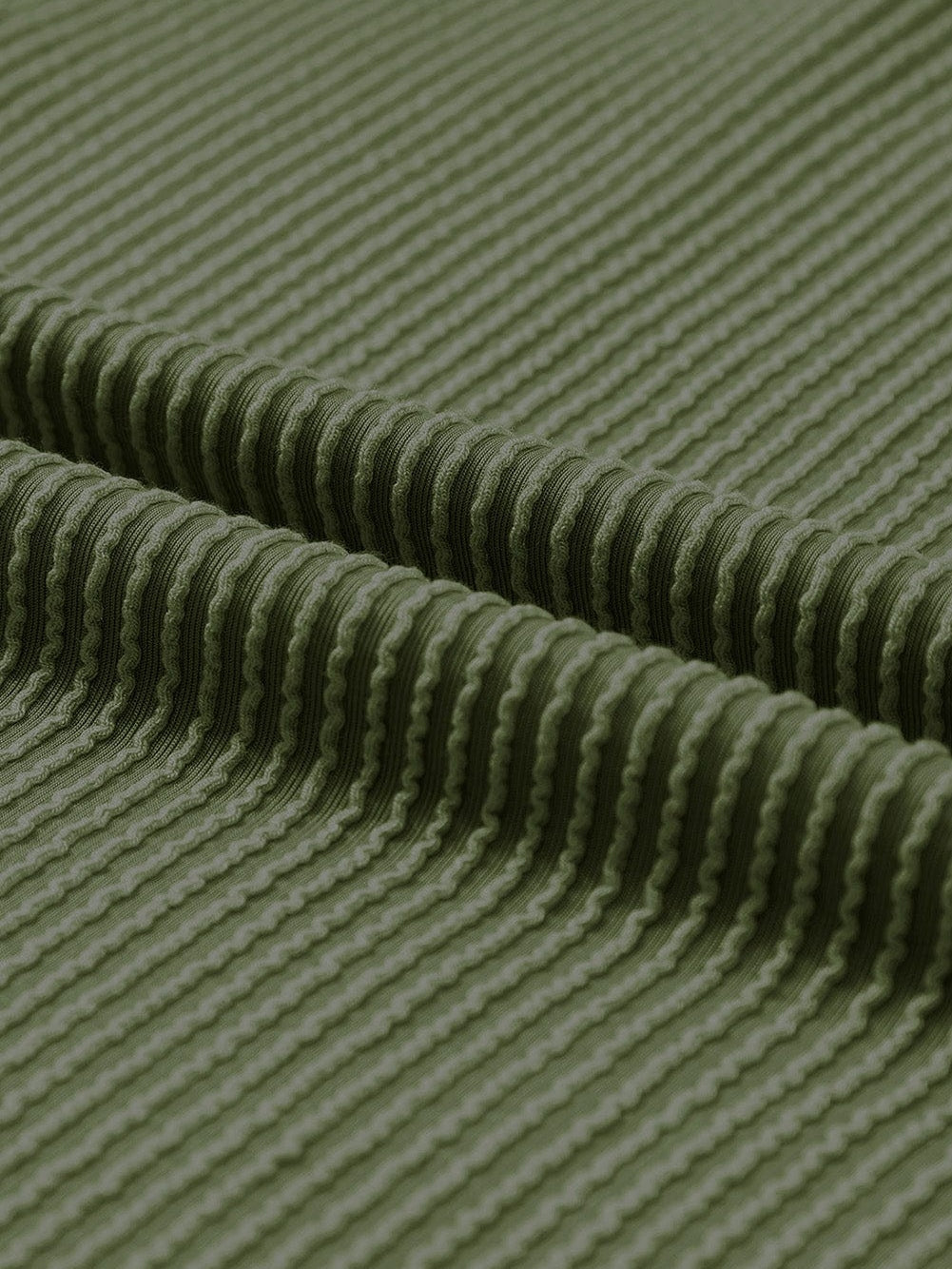 Corded Jungle Green V Neck Ribbed Pocket T-shirt