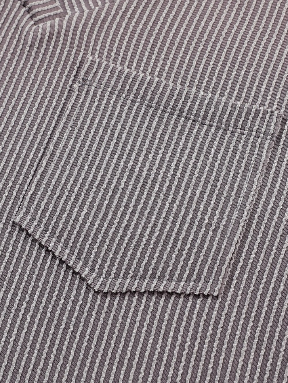 Corded Light Grey V Neck Pocket Tee with Casual Style