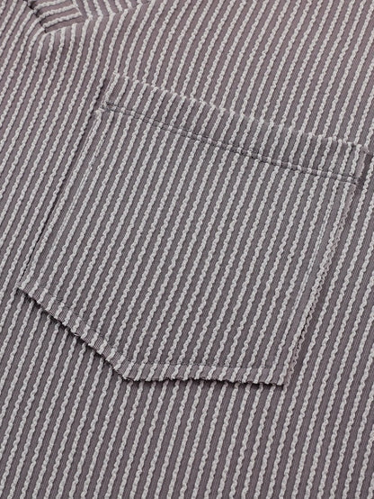 Corded Light Grey V Neck Pocket Tee with Casual Style