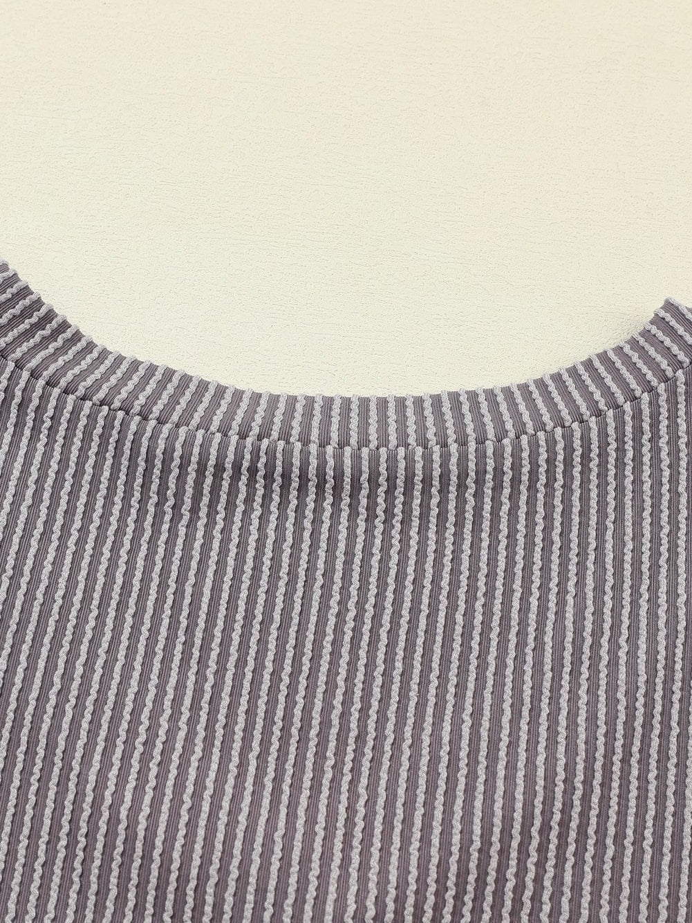 Corded Light Grey V Neck Pocket Tee with Casual Style