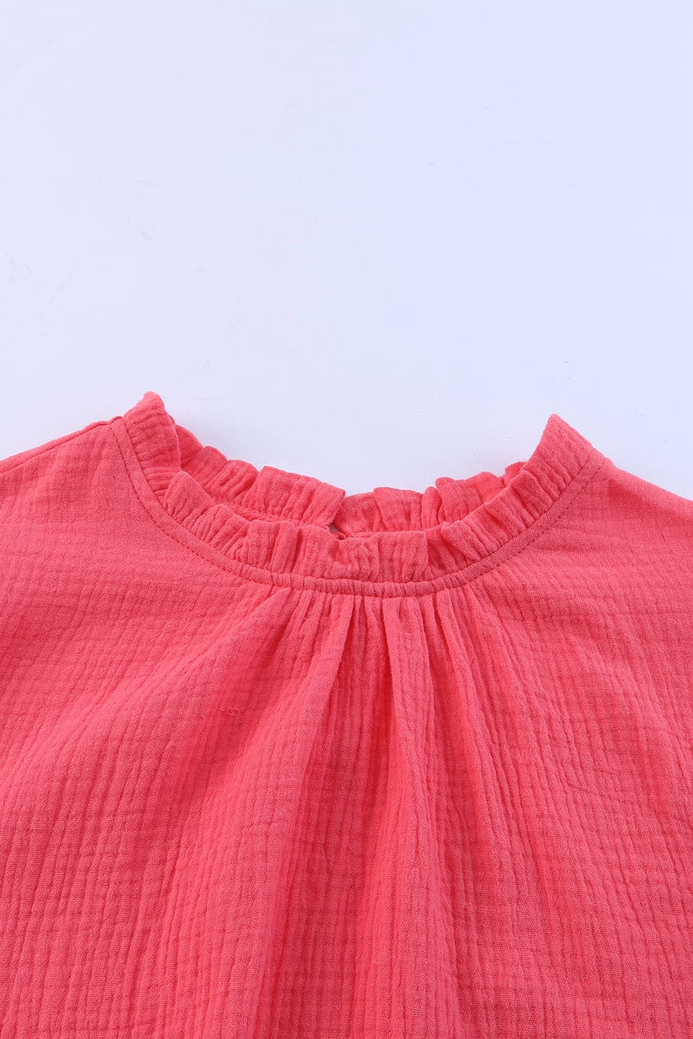 Cotton Linen Ruffle Sleeve Orange Blouse
