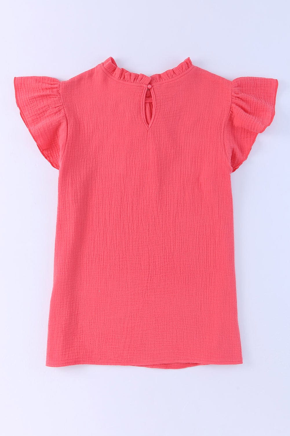 Cotton Linen Ruffle Sleeve Orange Blouse
