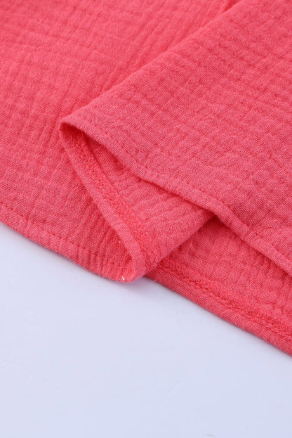 Cotton Linen Ruffle Sleeve Orange Blouse