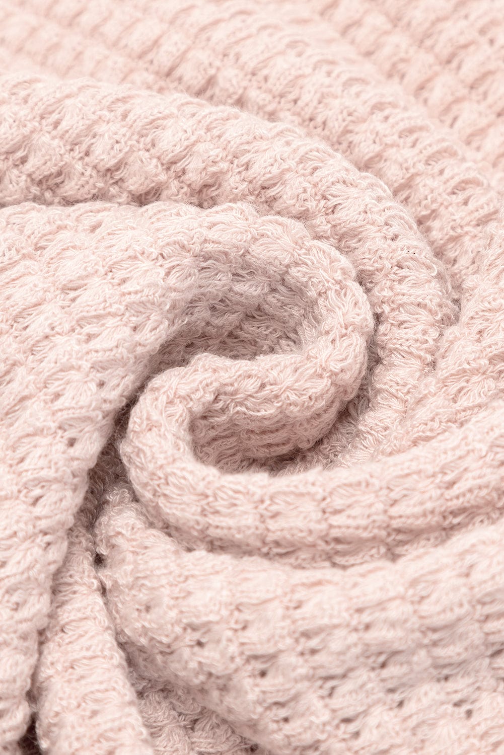 Cozy Apricot Pink Waffle Knit Lounge Set with Shorts