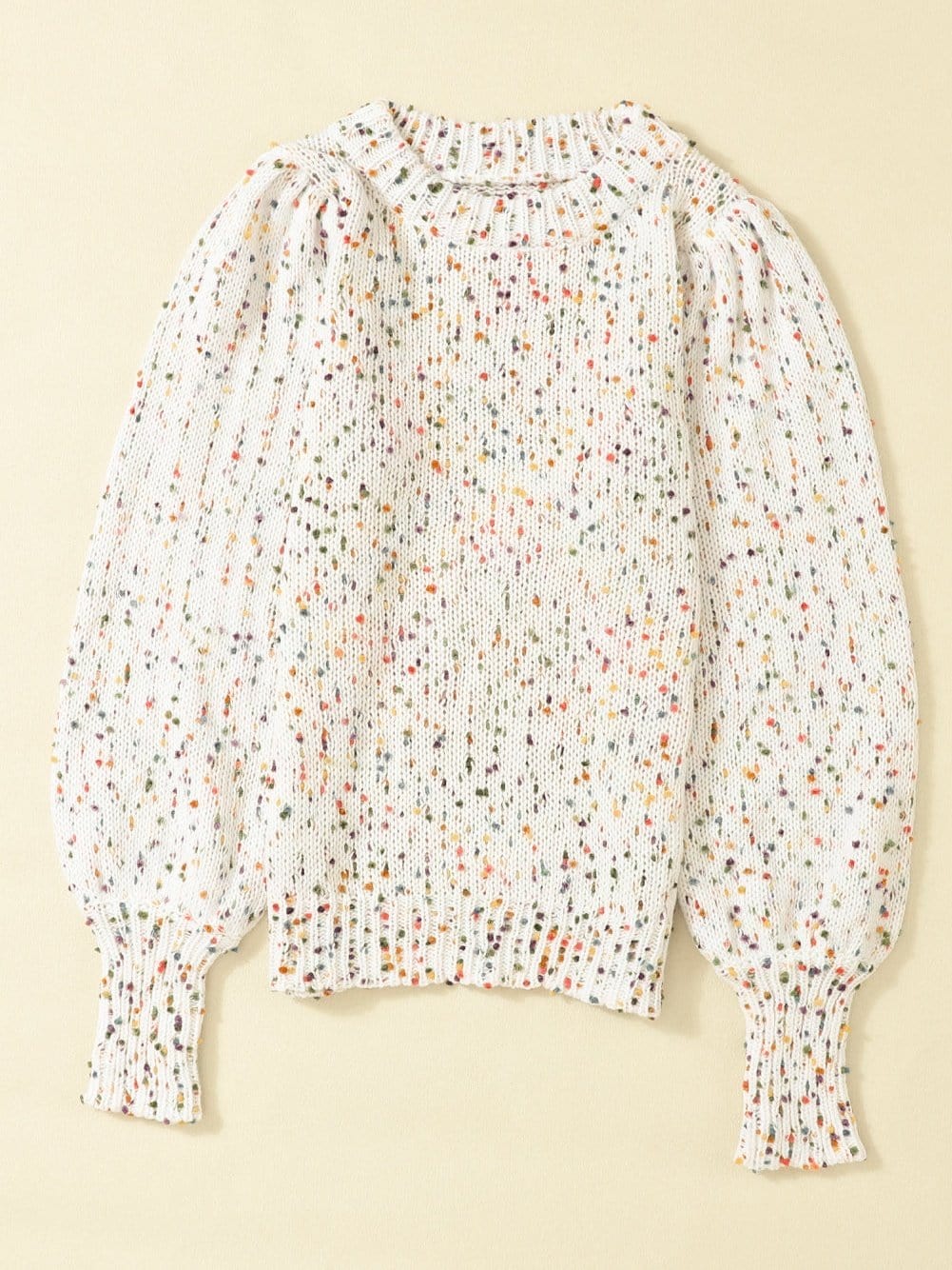 Cozy Beige Polka Dot Cable Knit Sweater