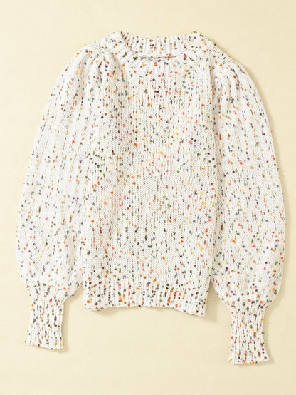 Cozy Beige Polka Dot Cable Knit Sweater