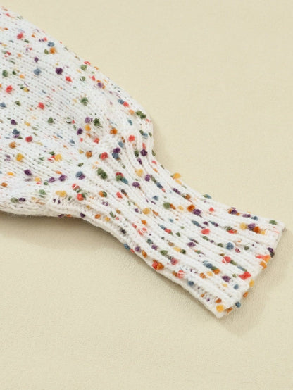 Cozy Beige Polka Dot Cable Knit Sweater