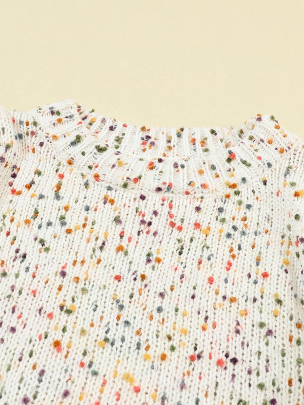 Cozy Beige Polka Dot Cable Knit Sweater