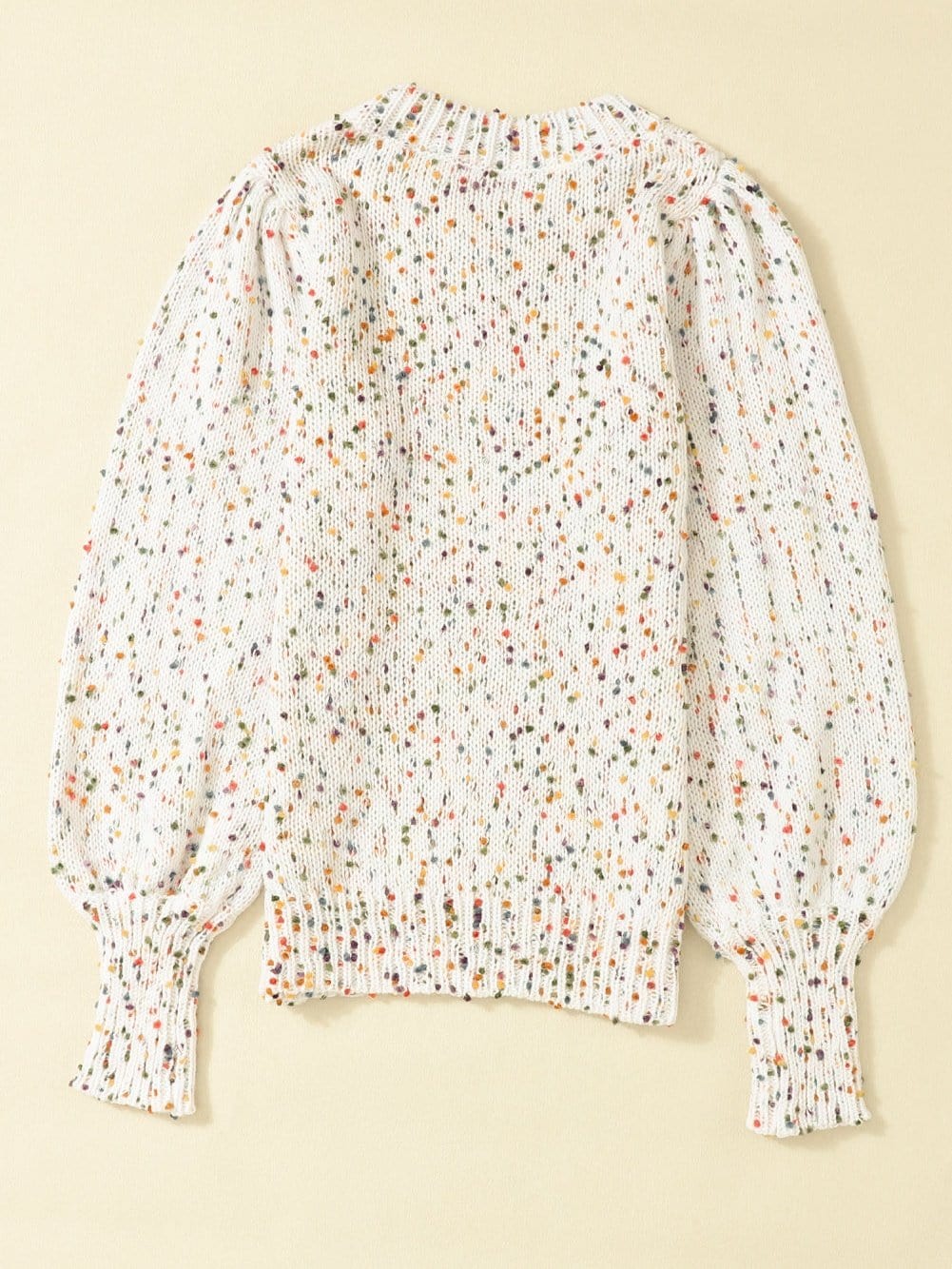 Cozy Beige Polka Dot Cable Knit Sweater