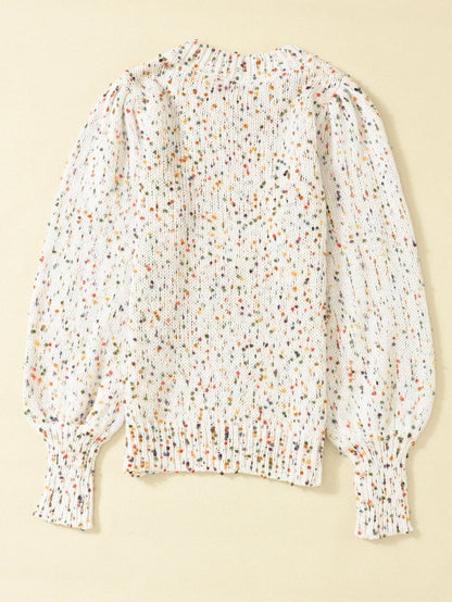 Cozy Beige Polka Dot Cable Knit Sweater