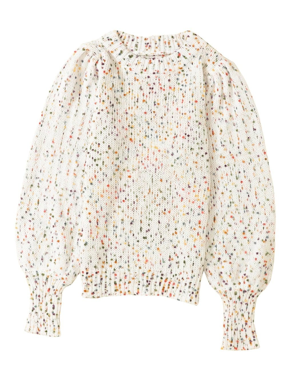 Cozy Beige Polka Dot Cable Knit Sweater