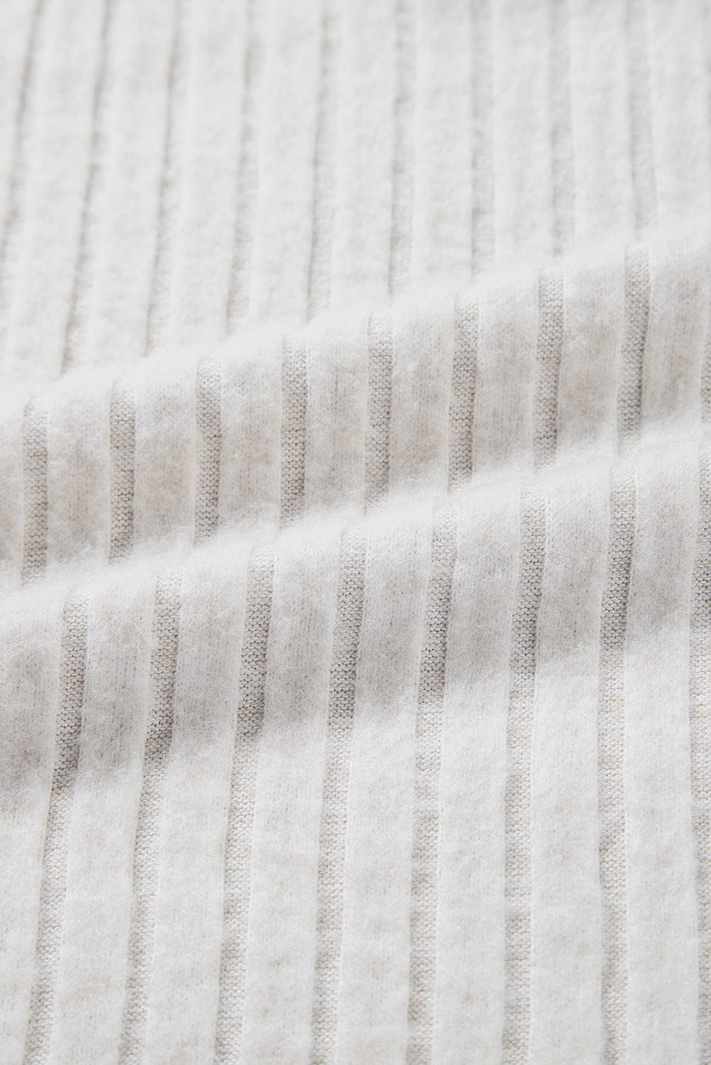 Cozy Beige Ribbed Knit Henley Top and Wide Leg Pants Ensemble