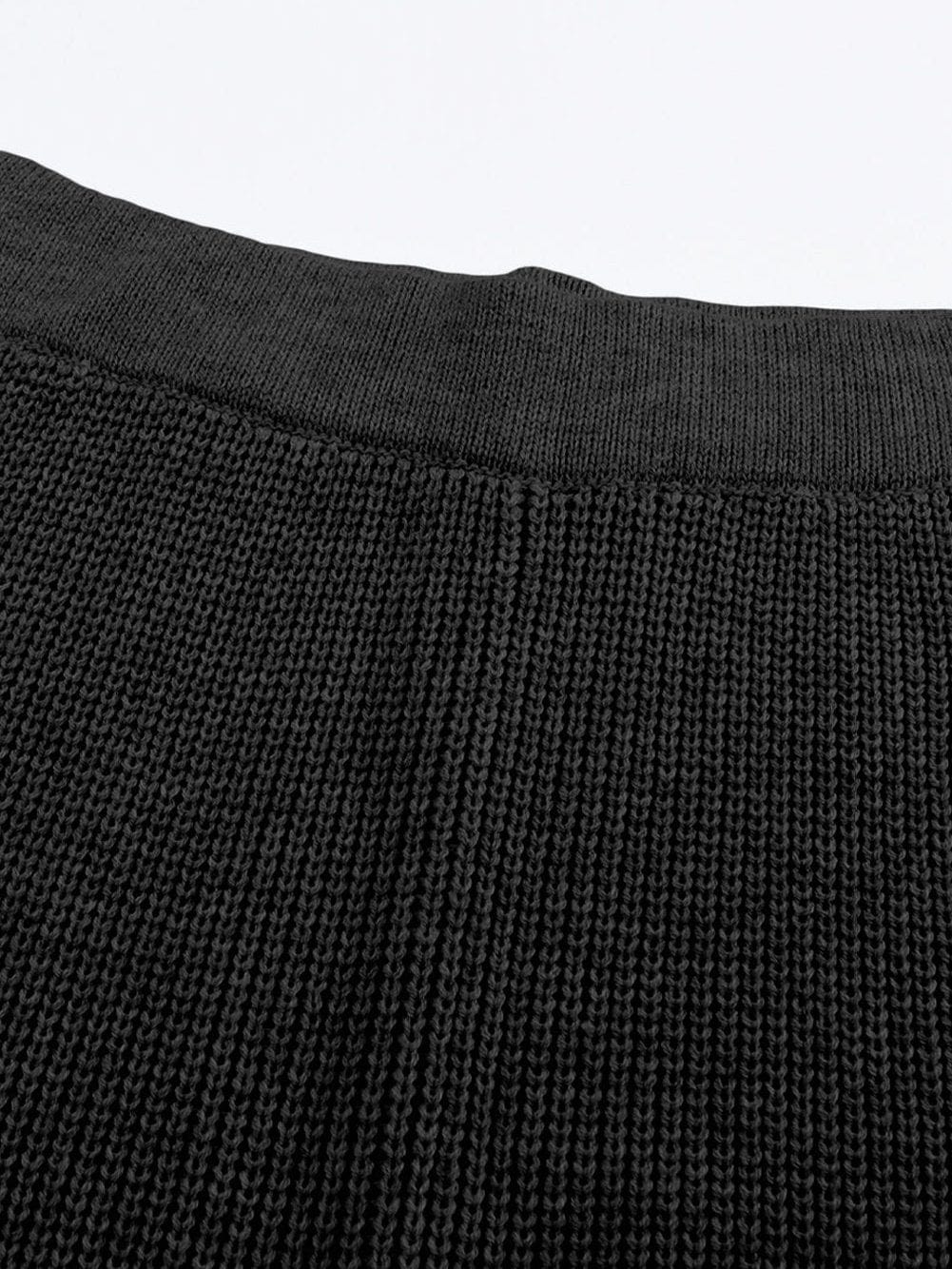 Cozy Black Knit V-Neck Sweater and Wide-Leg Pants Ensemble