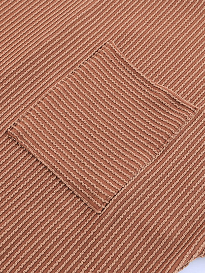 Cozy Blue Ribbed T-shirt Dress with Pocket