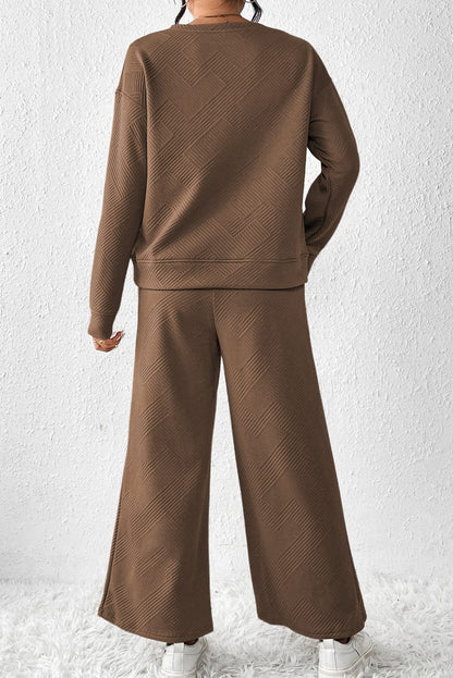 Cozy Brown Ribbed Lounge Set