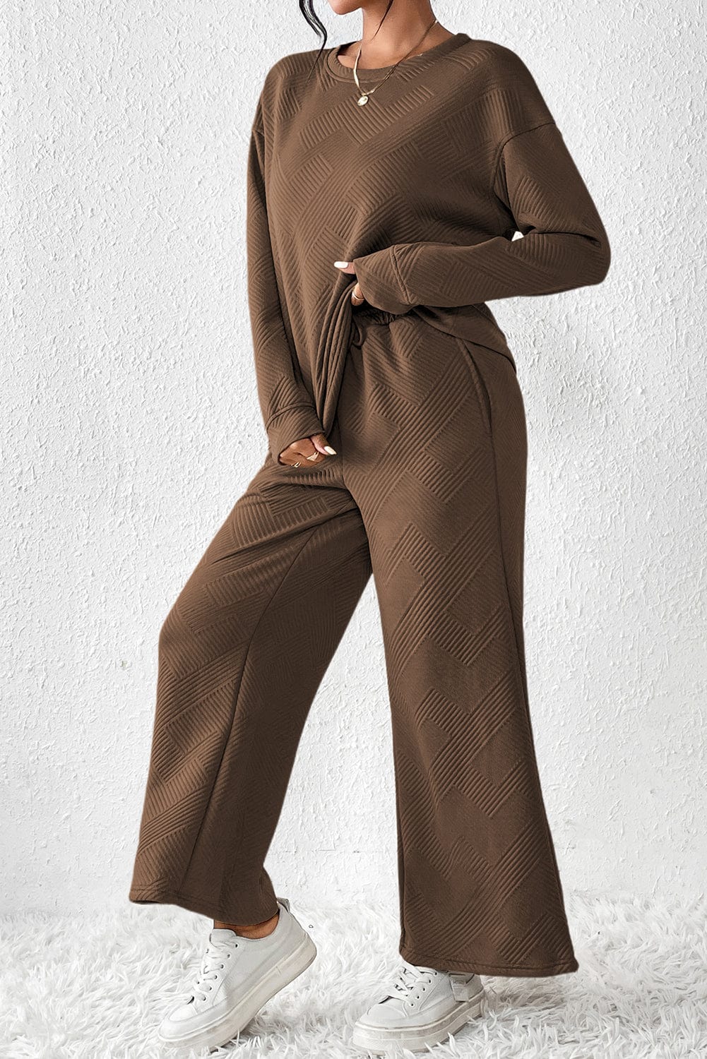Cozy Brown Ribbed Lounge Set
