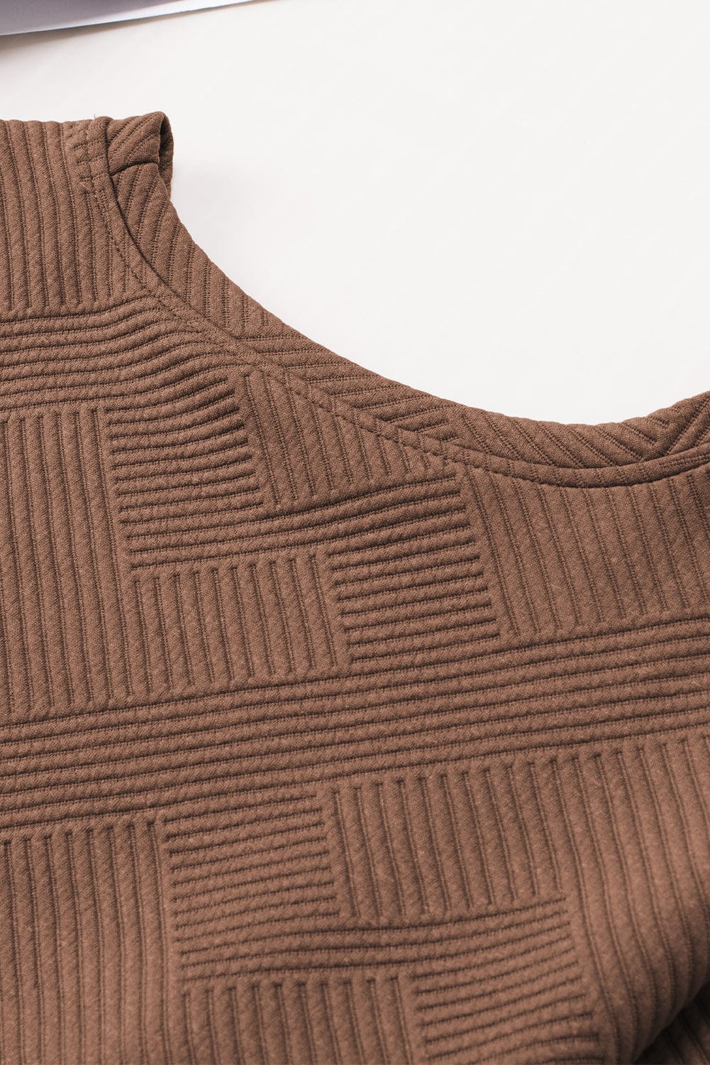 Cozy Brown Ribbed Lounge Set with Long Sleeve Top and Drawstring Shorts