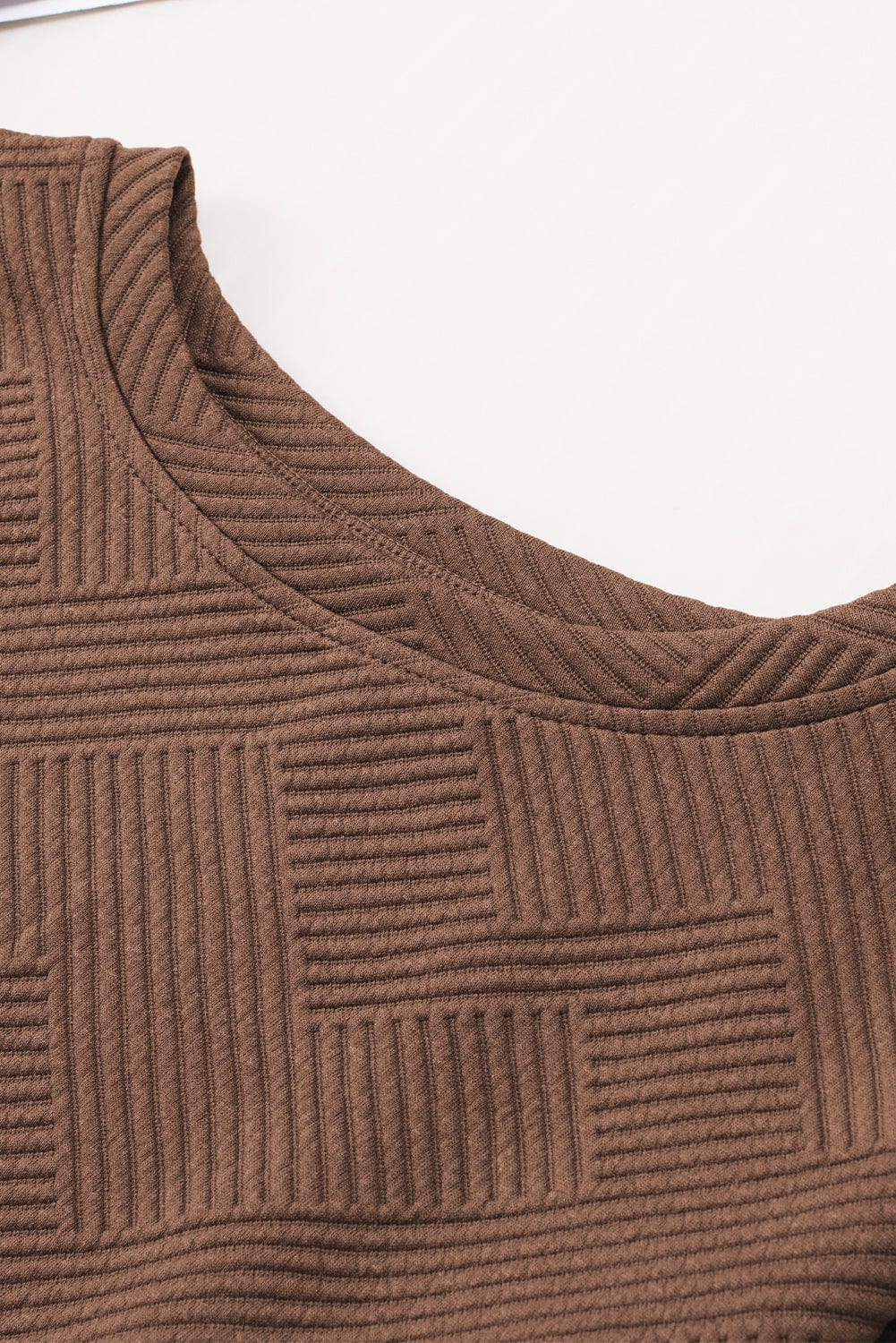 Cozy Brown Ribbed Lounge Set with Long Sleeve Top and Drawstring Shorts