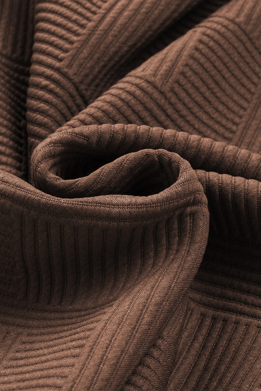 Cozy Brown Ribbed Lounge Set with Long Sleeve Top and Drawstring Shorts