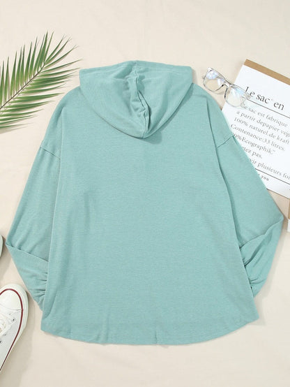 Cozy Button-Up Hooded Hemline Hoodie