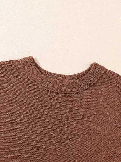 Cozy Coffee Batwing Sleeve High Neck Sweater