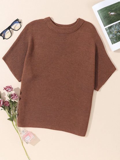Cozy Coffee Batwing Sleeve High Neck Sweater