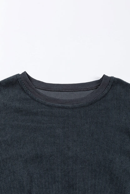 Cozy Corduroy Oversized Sweatshirt in Dark Grey