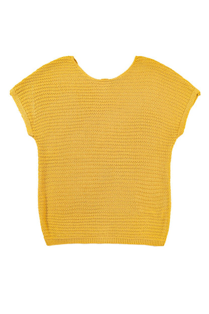 Cozy Ginger Short Sleeve Knit Sweater with Dolman Sleeves