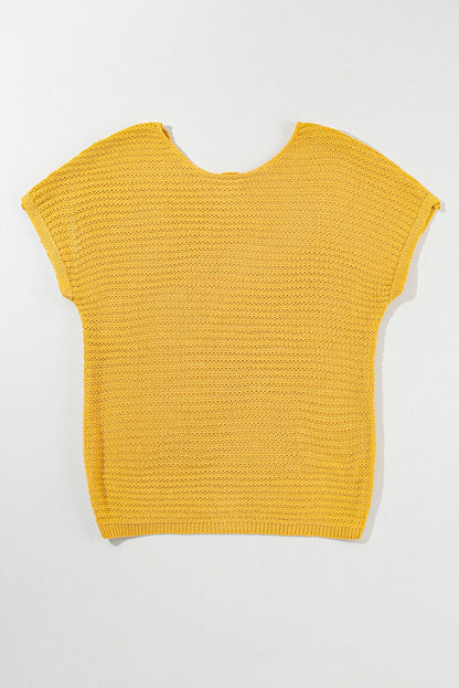 Cozy Ginger Short Sleeve Knit Sweater with Dolman Sleeves