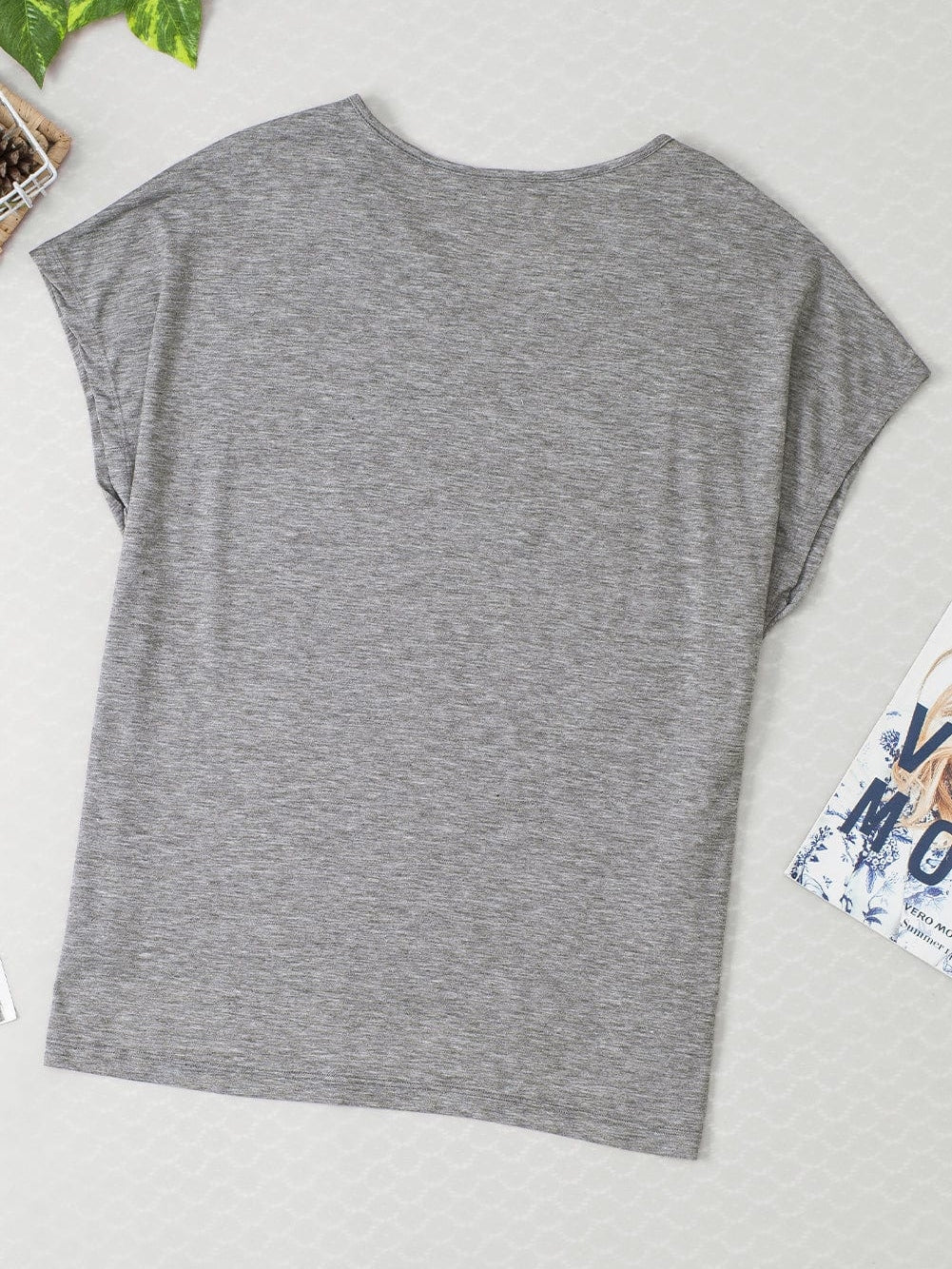 Cozy Gray Crochet Lace Bat Sleeve Tunic