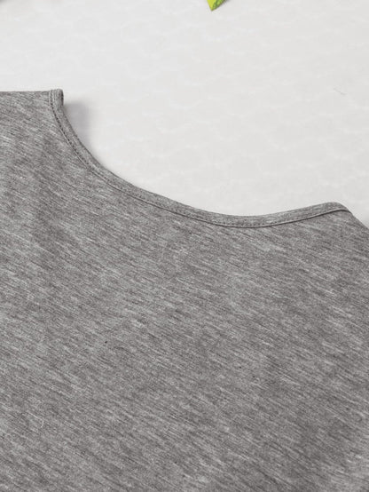 Cozy Gray Crochet Lace Bat Sleeve Tunic